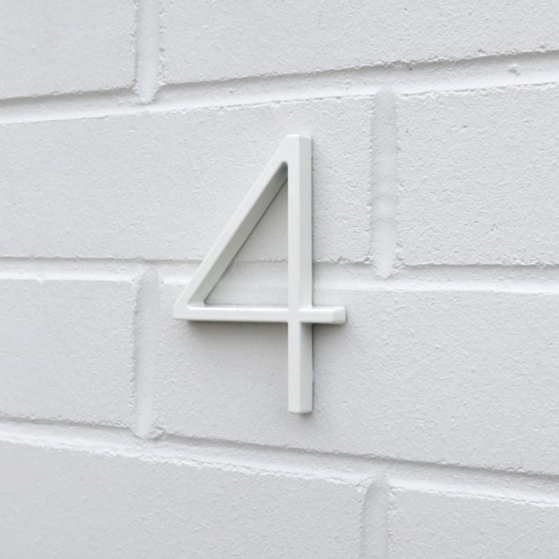 Stud Mount House Numbers 125mm - White