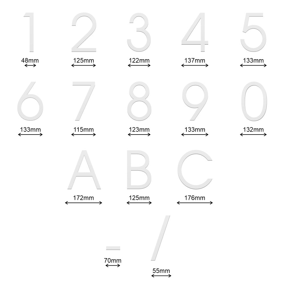 Stick on Slim House Numbers 200mm - White