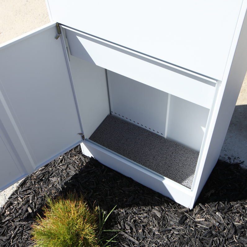 Noosa Extra Wide Parcel Pillar Letterbox - White/Bark