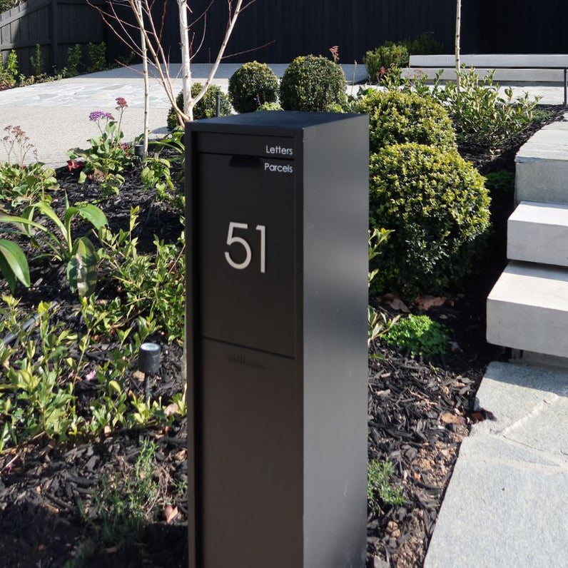 Austin Parcel Pillar Letterbox - Black