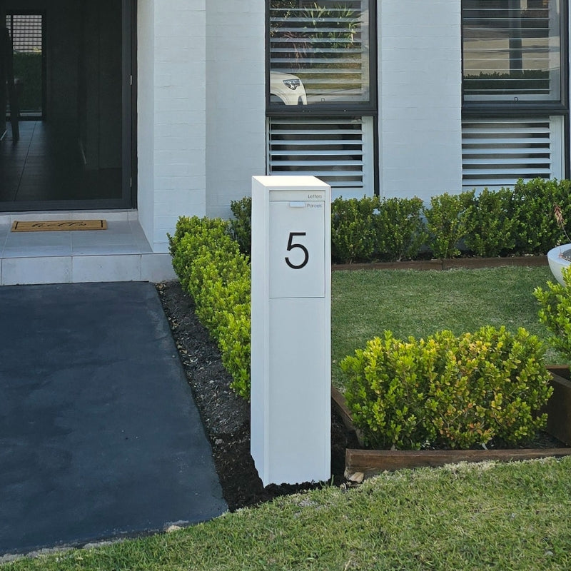 Austin Parcel Pillar Letterbox - White