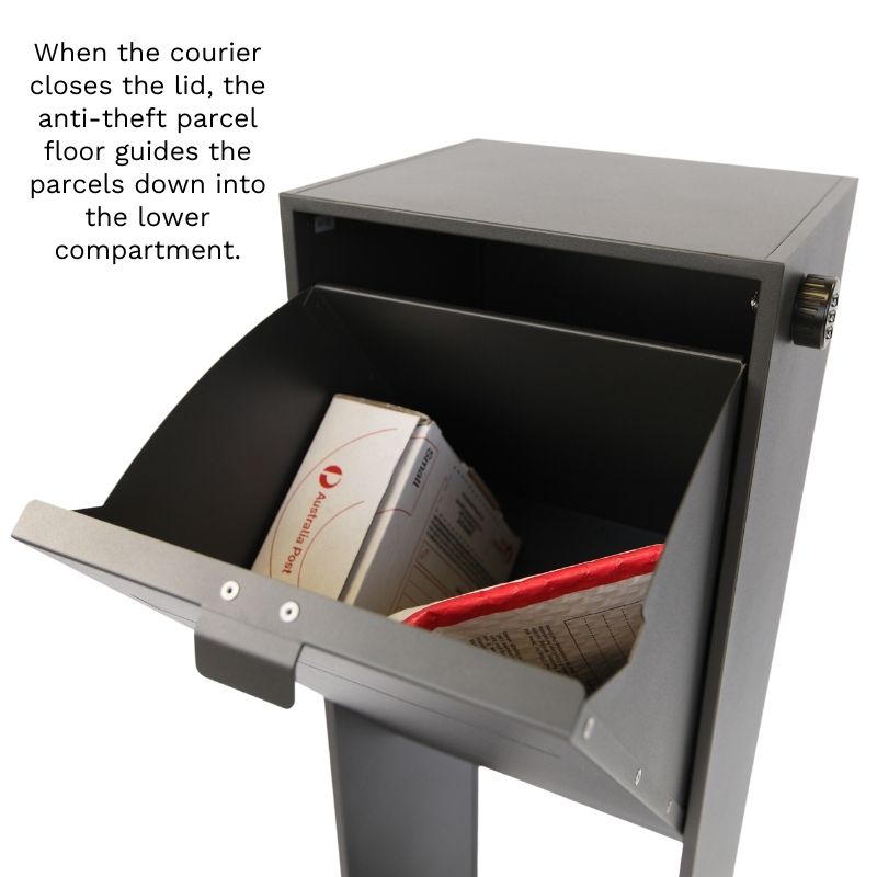 Vienna Parcel Pillar Letterbox - Black/Silver