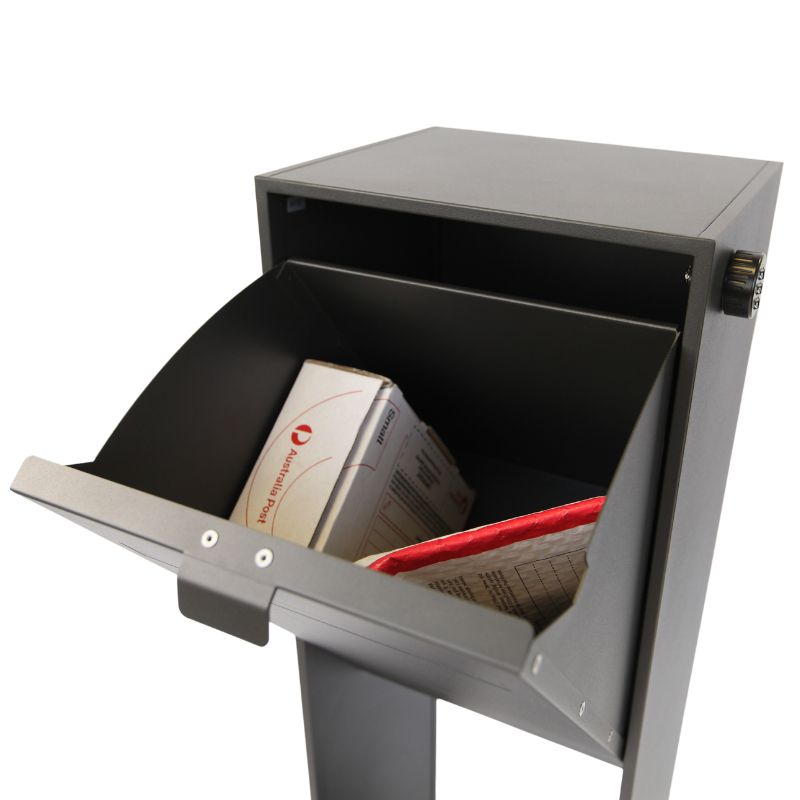 Vienna Parcel Pillar Letterbox - Charcoal/Bark