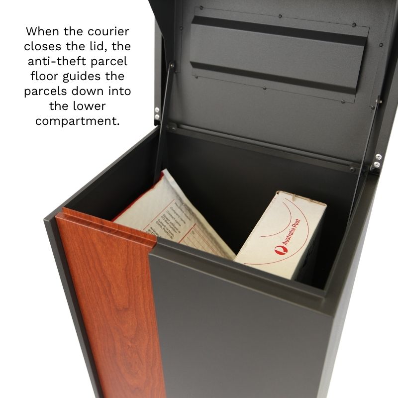 Ascot Parcel Pillar Letterbox - Black/Stainless Steel
