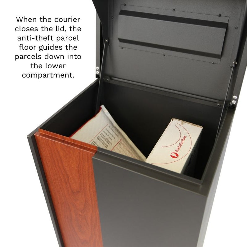 Ascot Parcel Pillar Letterbox - Charcoal/Silver