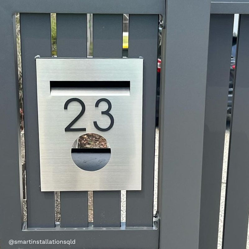 Soho Fence/Brick Letterbox - Stainless Steel/Black