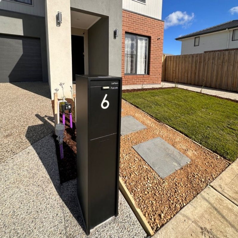Austin Parcel Pillar Letterbox - Black