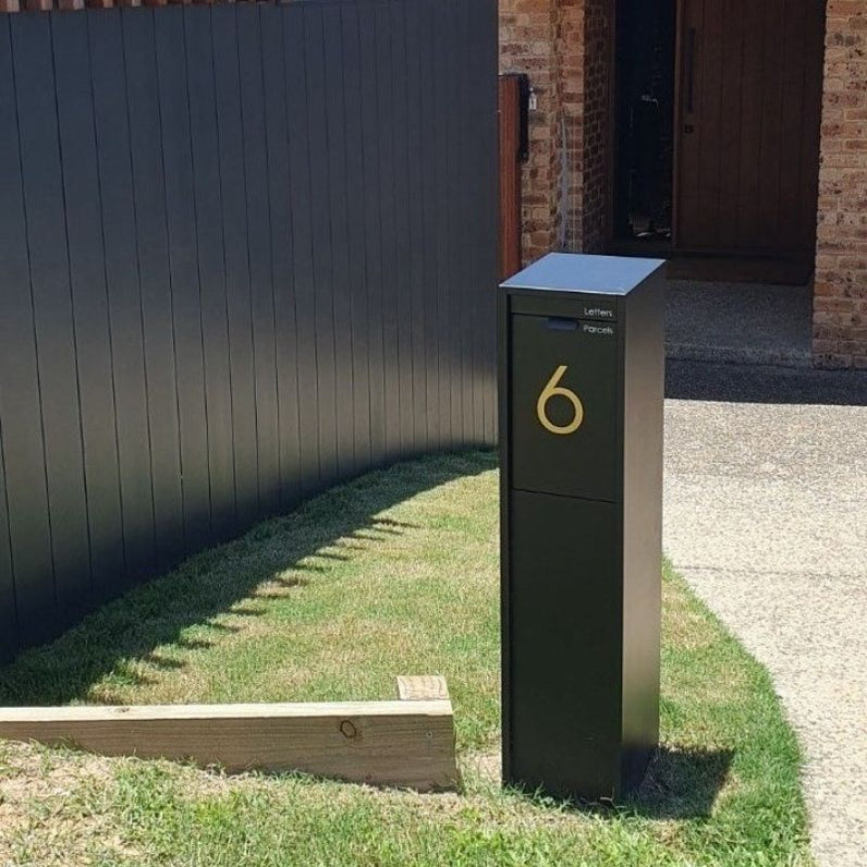 Austin Parcel Pillar Letterbox - Black