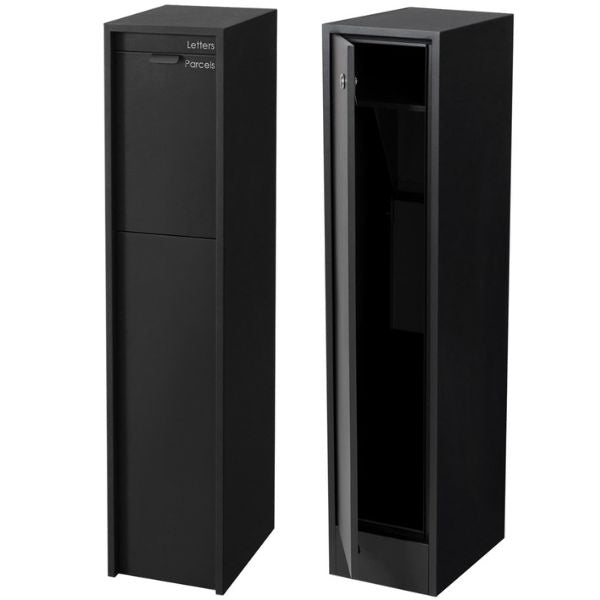 Austin Parcel Pillar Letterbox - Black