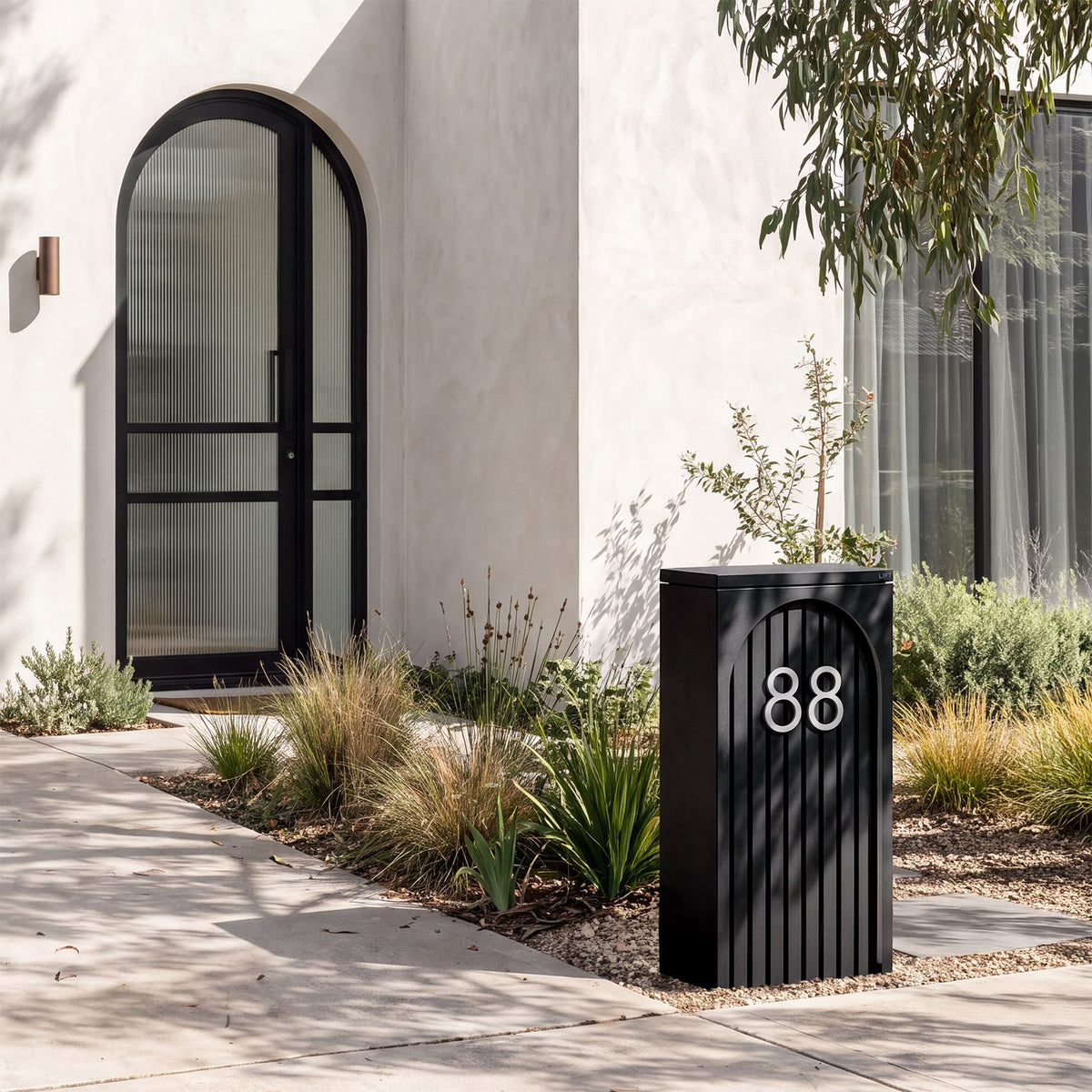 Cove Solar - Black Parcel Pillar Letterbox