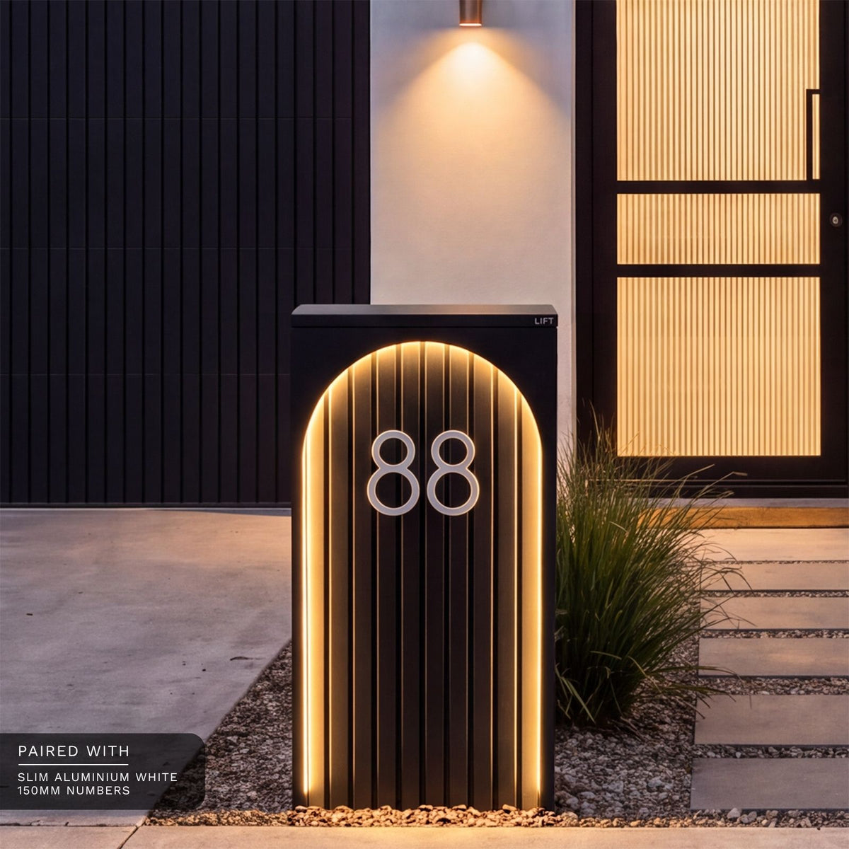 Cove Solar - Black Parcel Pillar Letterbox