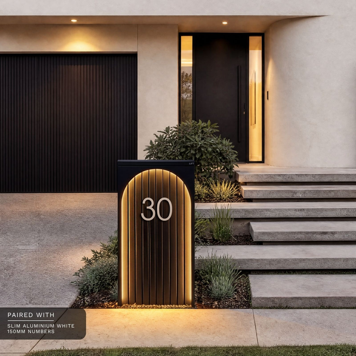 Cove Solar - Black Parcel Pillar Letterbox