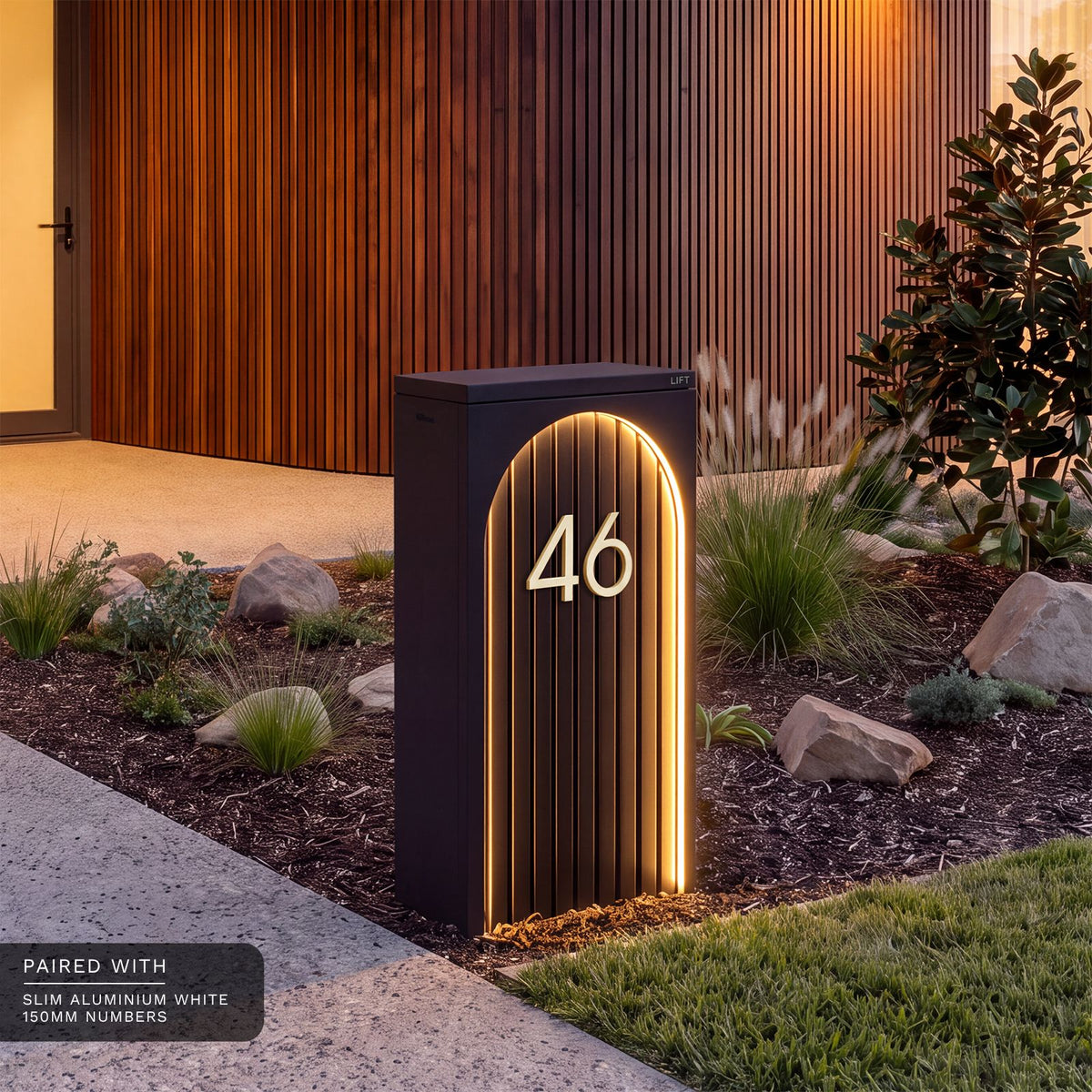 Cove Solar - Charcoal Parcel Pillar Letterbox