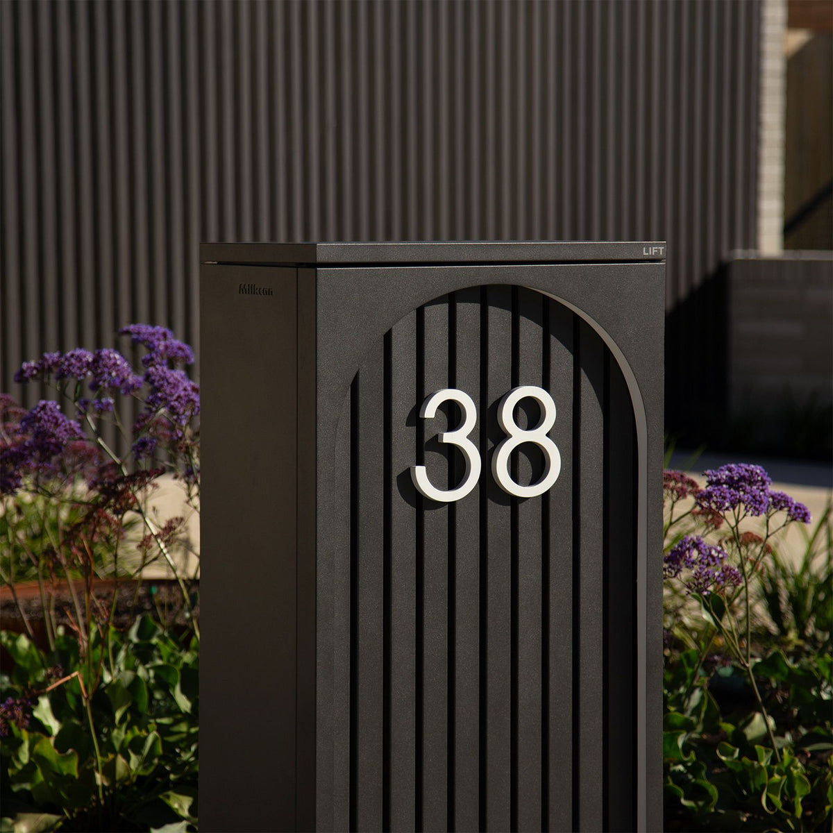 Cove Solar - Charcoal Parcel Pillar Letterbox