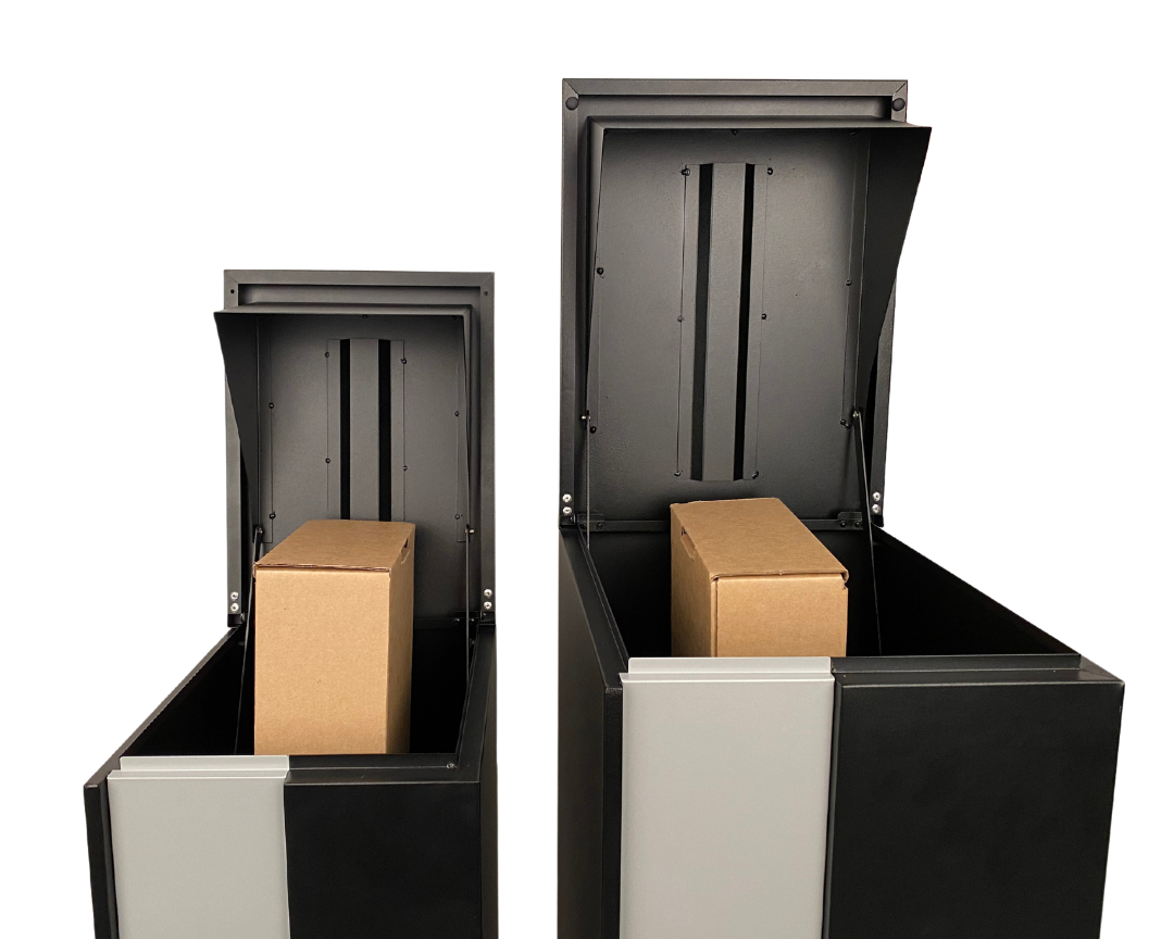 Camden Large Parcel Pillar Letterbox - Charcoal/Merbau