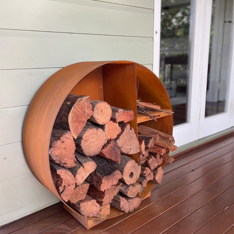 Round Firewood Storage - Rust
