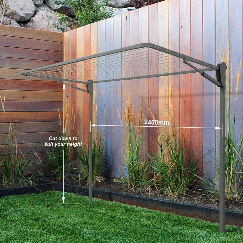 11 Line Folding Ground Mount Clothesline - Taupe (Dune)