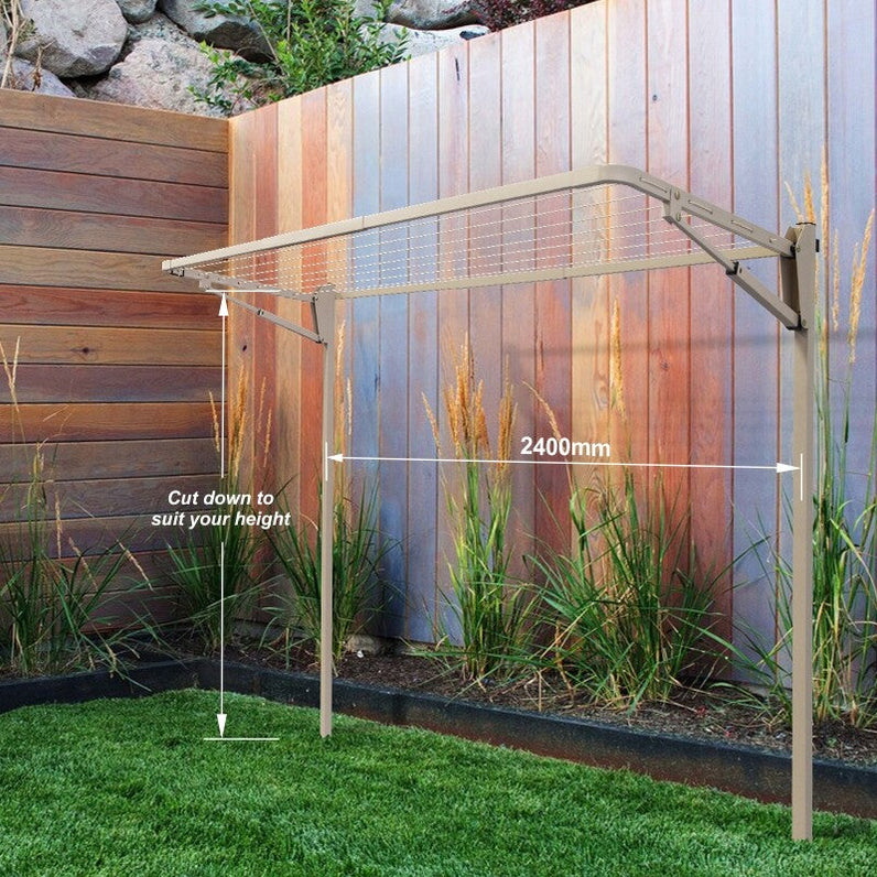 7 Line Folding Ground Mount Clothesline - Taupe (Dune)