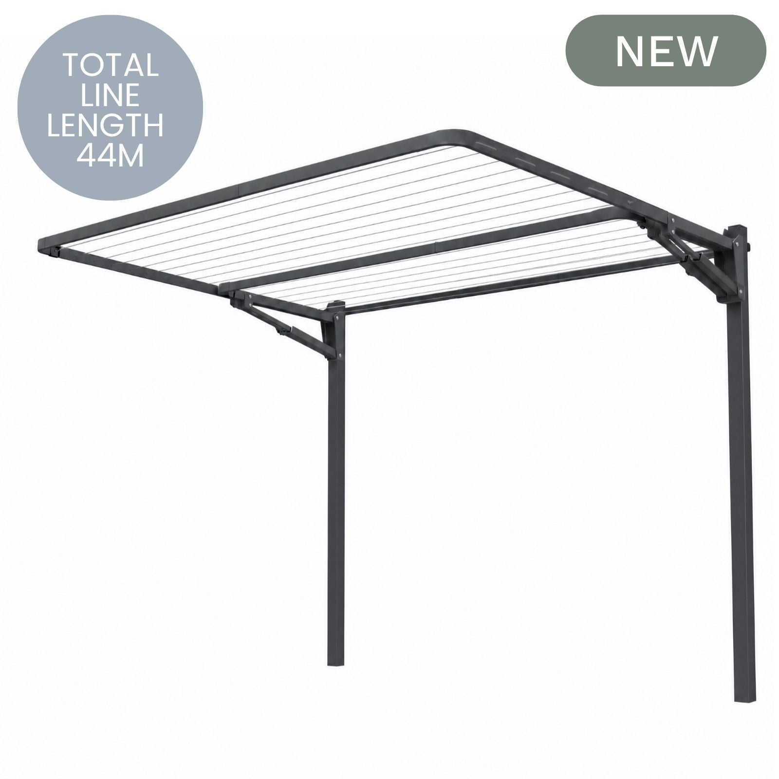 16 Line Double Folding Ground Mount Clothesline - Large Family