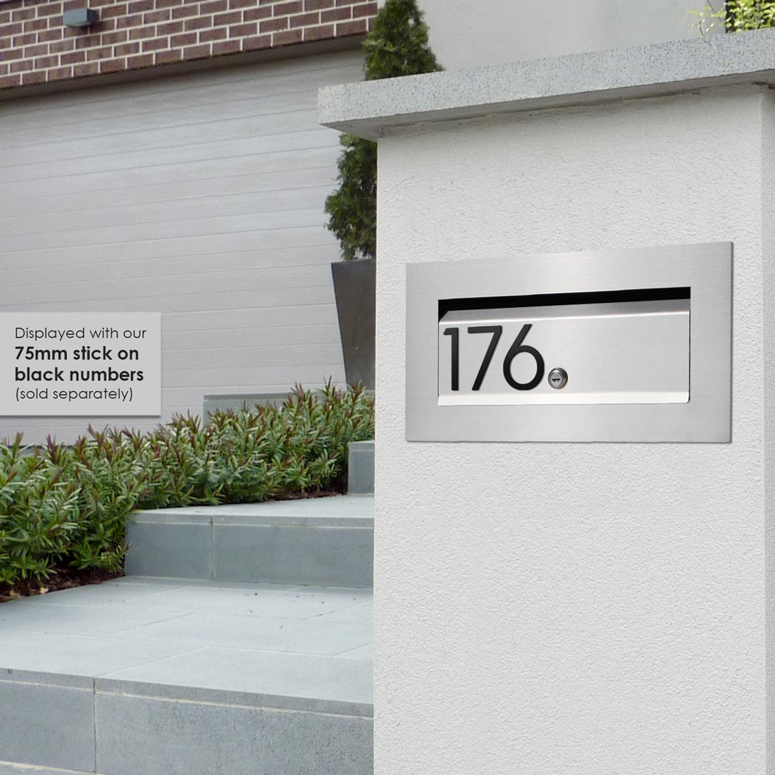 Palazzo A4 Brick Front Open Letterbox - Stainless Steel/Black