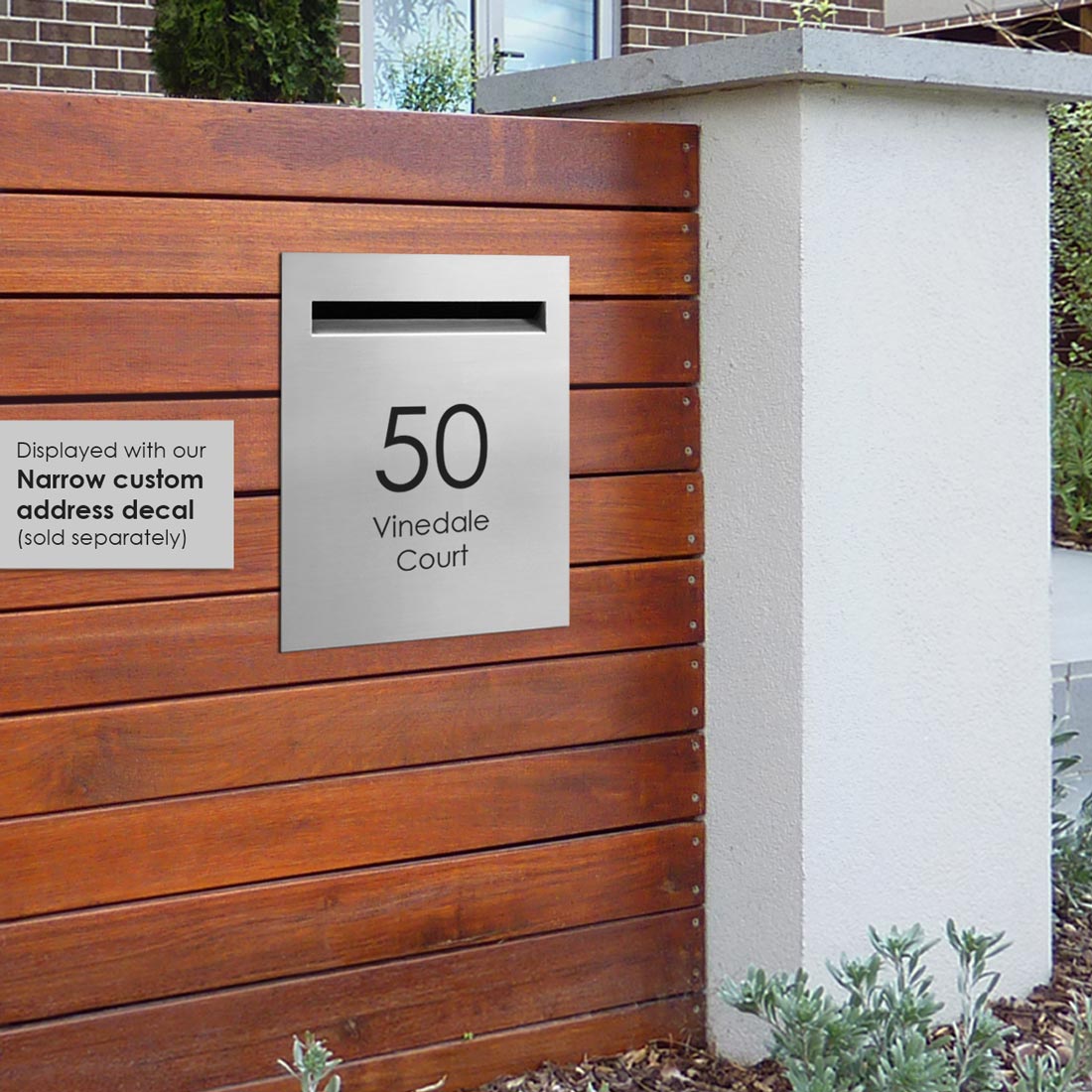Stroud Fence Letterbox - Stainless Steel/Charcoal