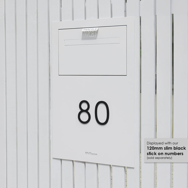 Zurich Slim Parcel Fence Letterbox - White