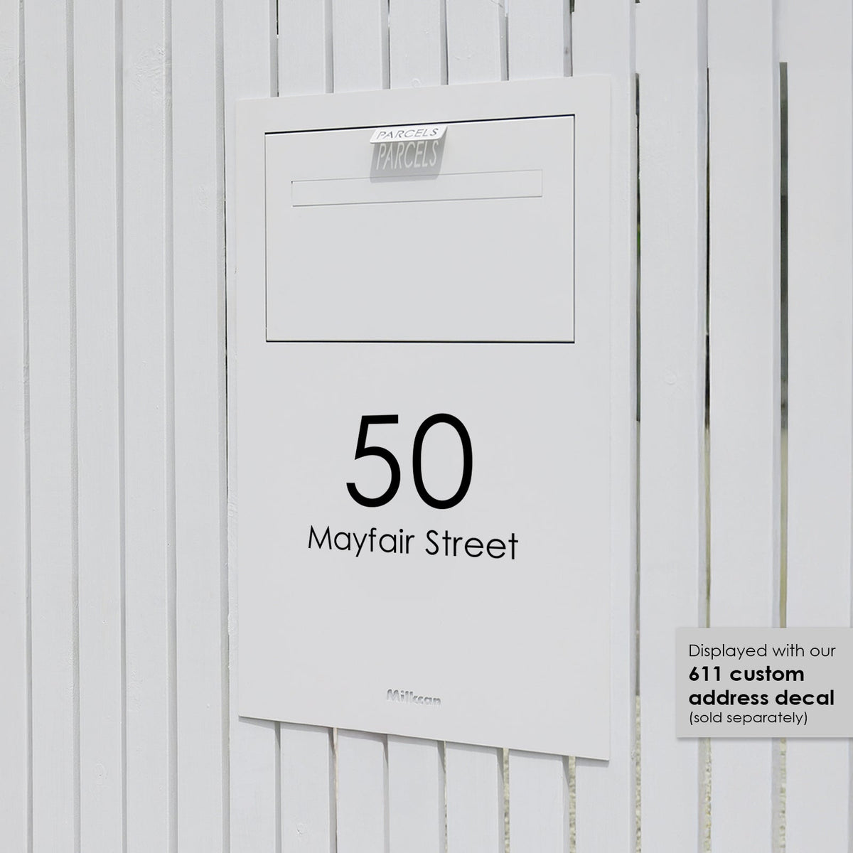 Zurich Slim Parcel Fence Letterbox - White