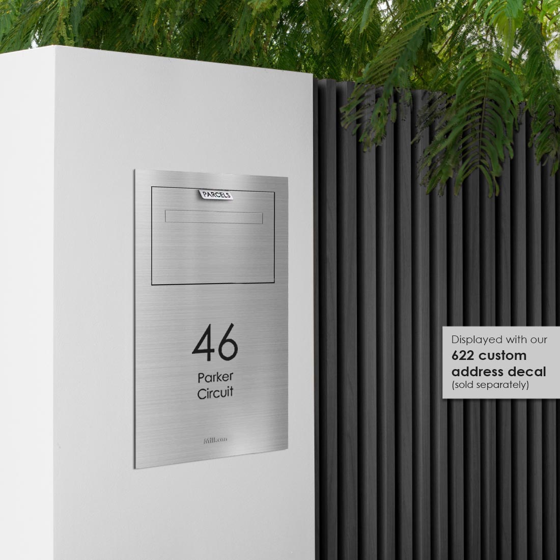 Zurich Parcel Fence/Brick Letterbox - Stainless Steel/White