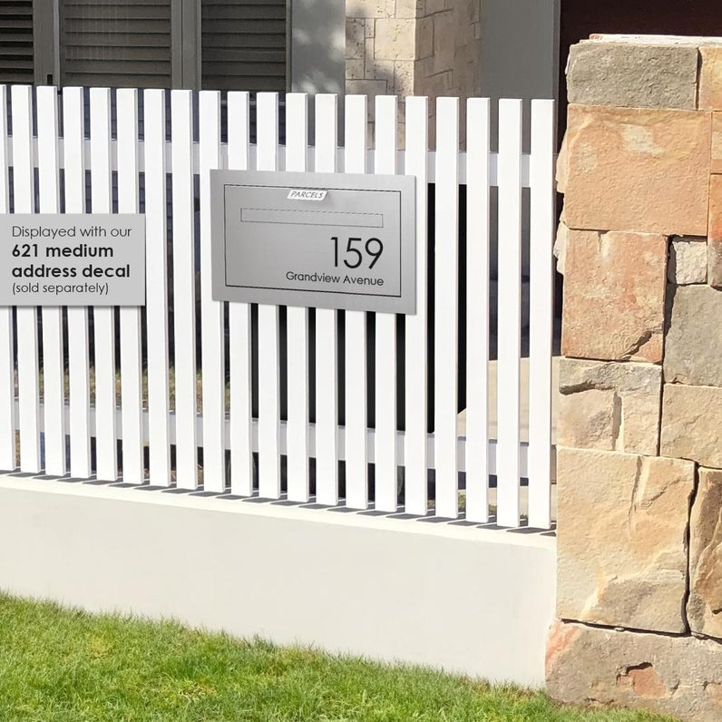 Geneva Parcel Fence/Brick Letterbox - Stainless Steel/White
