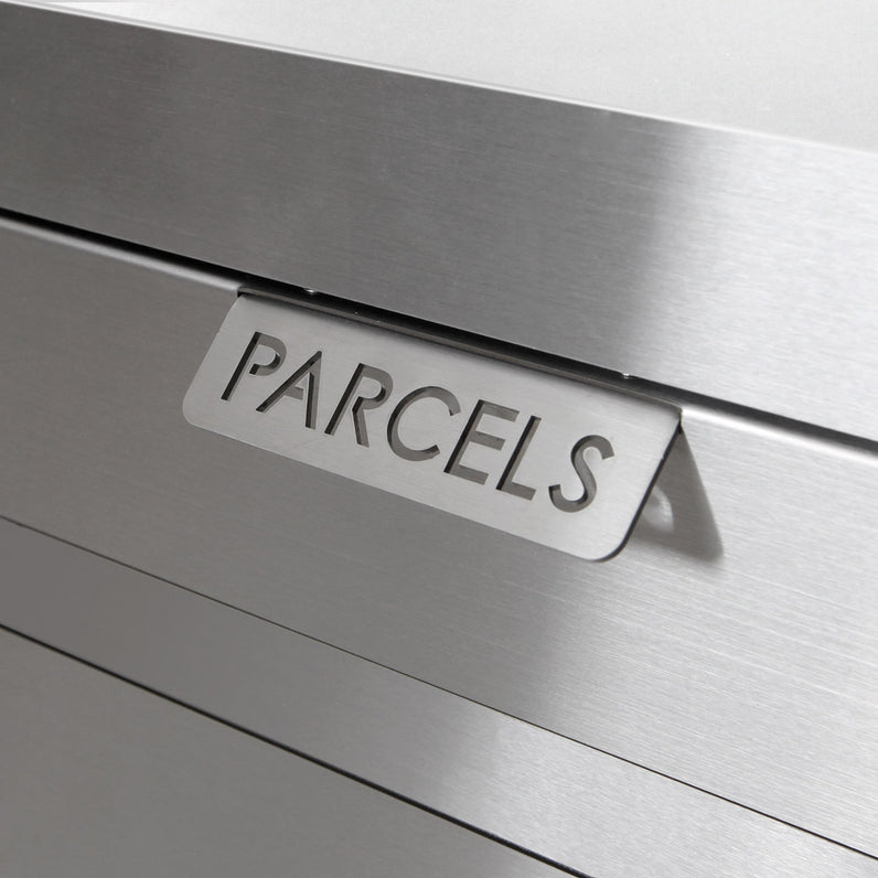 Zurich Front Open Parcel Fence/Brick Letterbox - Stainless Steel/White