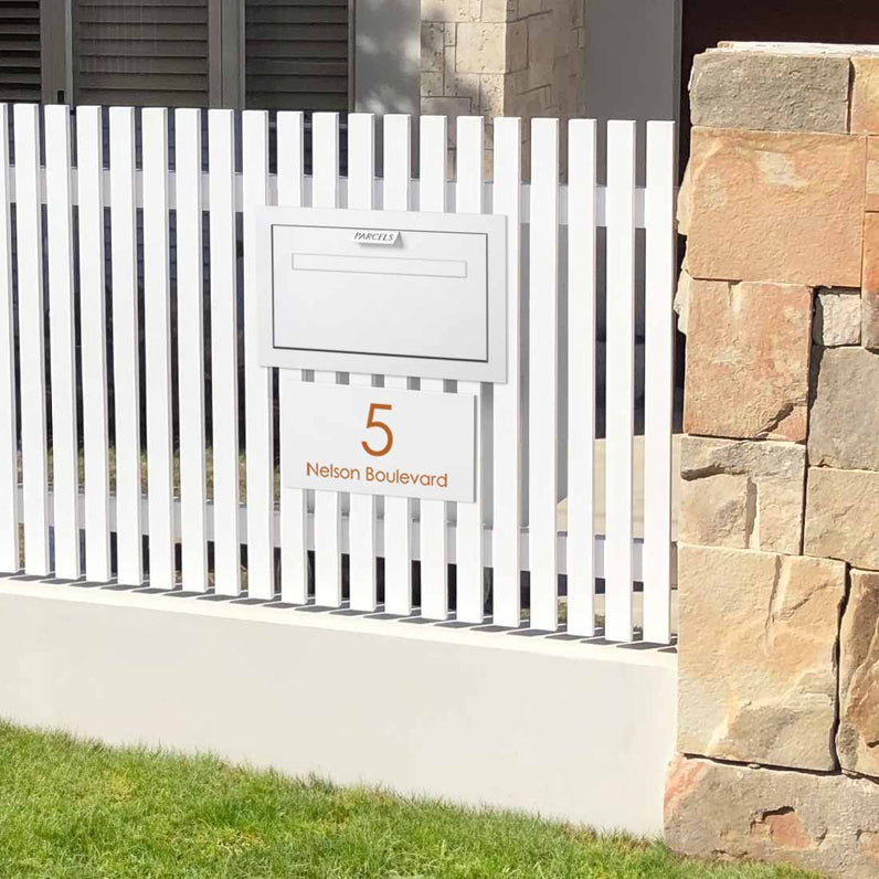White Custom House Sign Large - Copper Decal