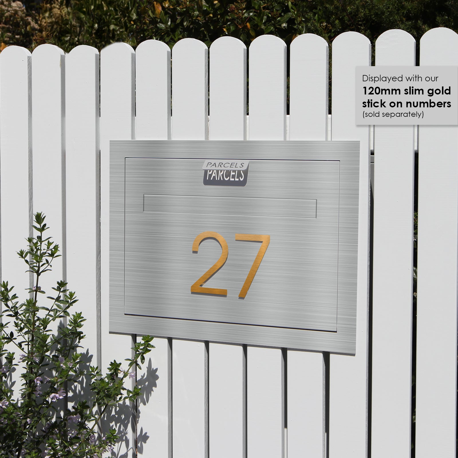 Geneva Large Parcel Fence/Brick Letterbox - Stainless Steel
