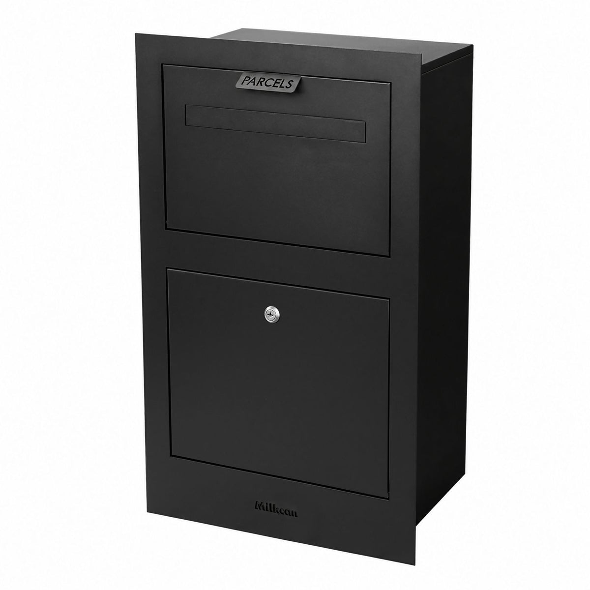 Zurich Front Open Parcel Fence/Brick Letterbox - Black