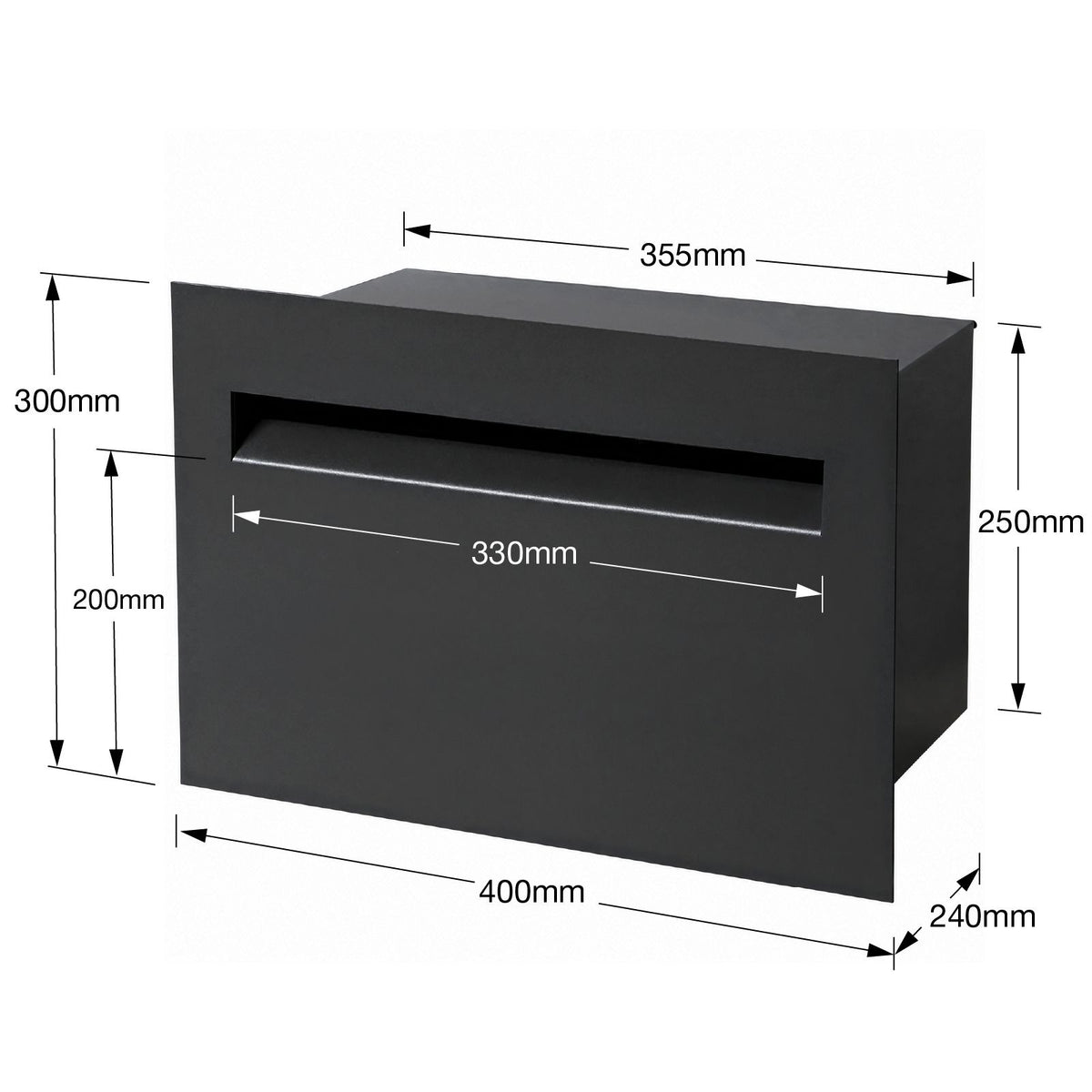 Palazzo Large A4 Fence Letterbox - Black