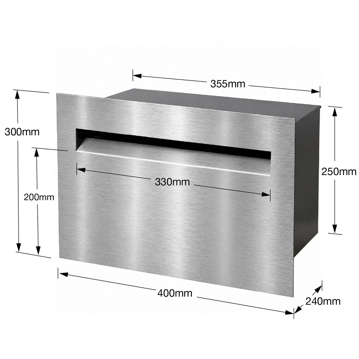 Palazzo Large A4 Fence Letterbox - Stainless Steel/Charcoal