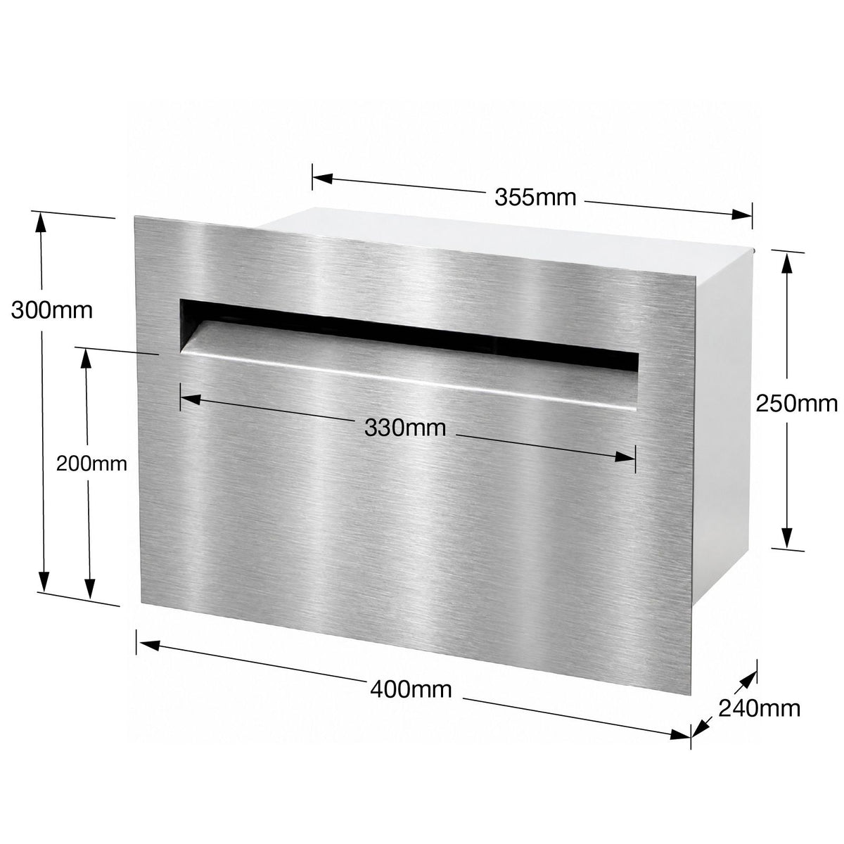 Palazzo Large A4 Fence Letterbox - Stainless Steel/White