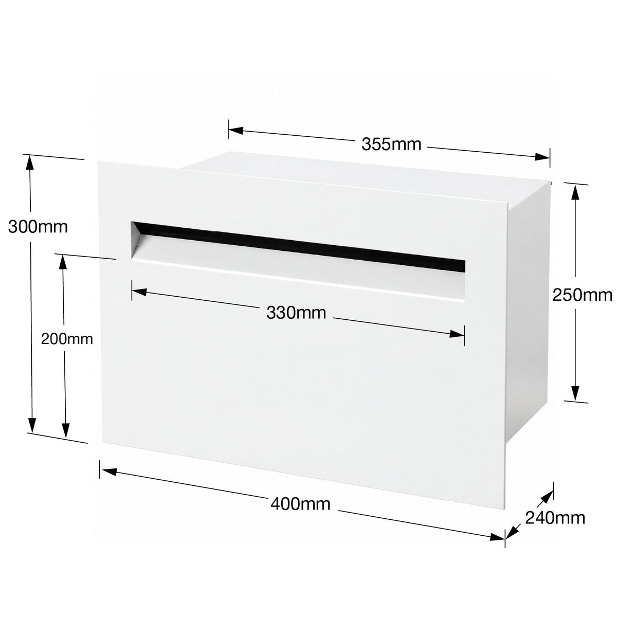 Palazzo Large A4 Fence Letterbox - White