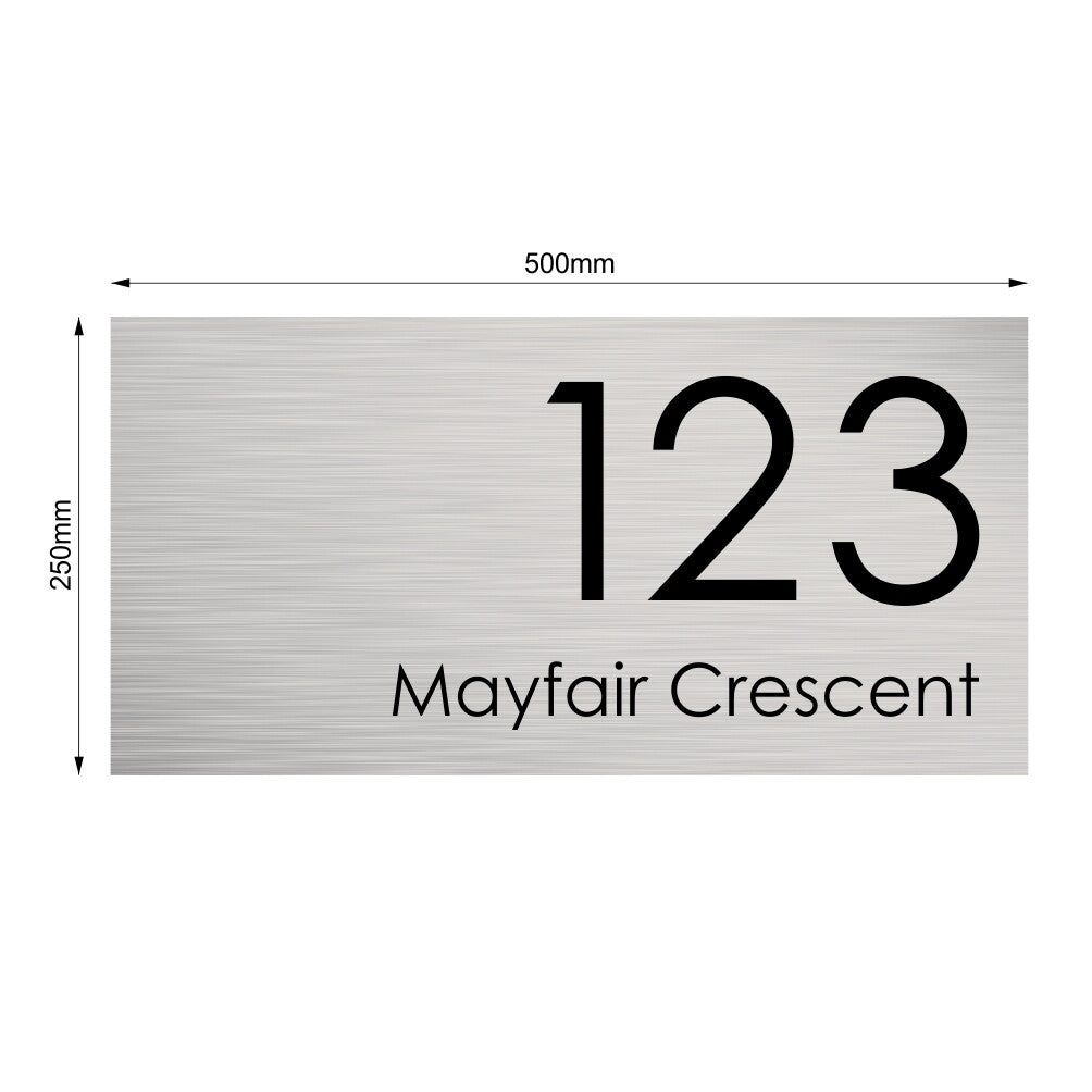 Stainless Steel Custom House Sign Extra Large - Black Laser Etched
