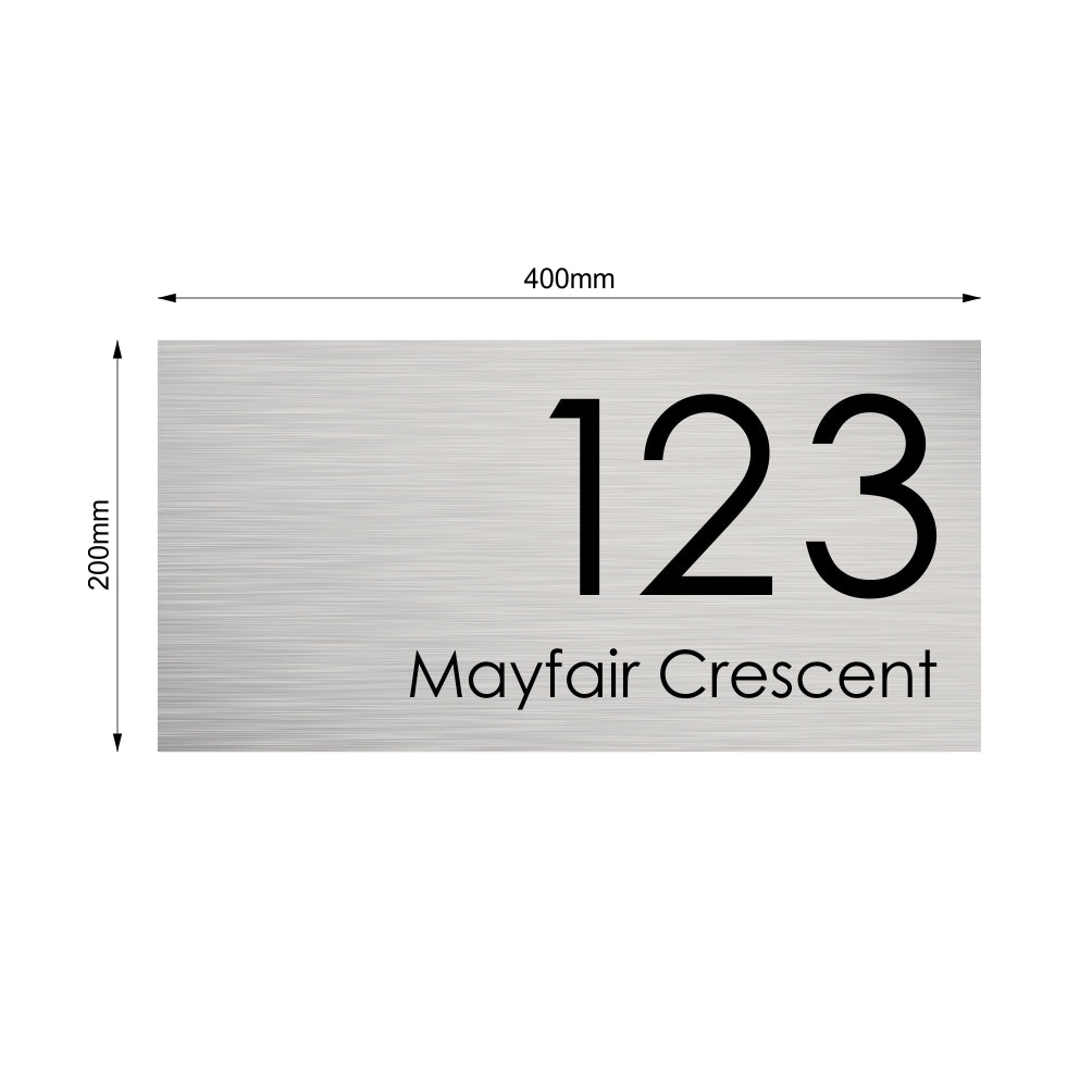 Stainless Steel Custom House Sign Large - Black Laser Etched