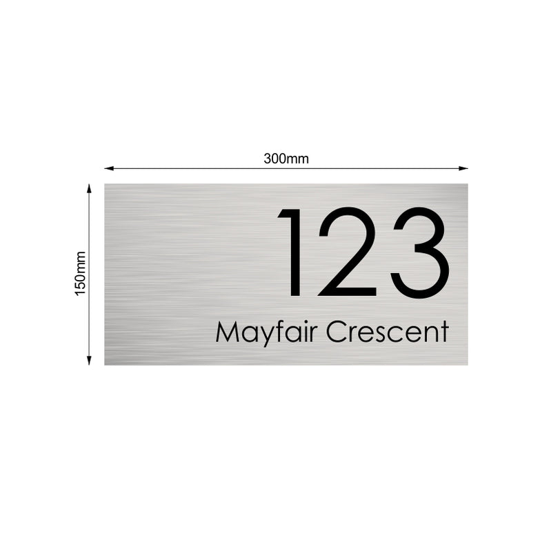Stainless Steel Custom House Sign Medium - Black Decal