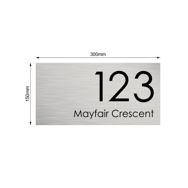 Stainless Steel Custom House Sign Medium - Black Laser Etched