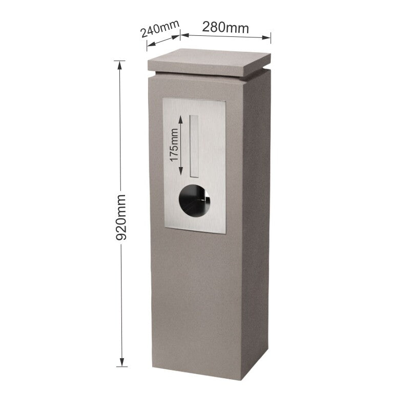 Madrid Pillar Letterbox - Light Grey