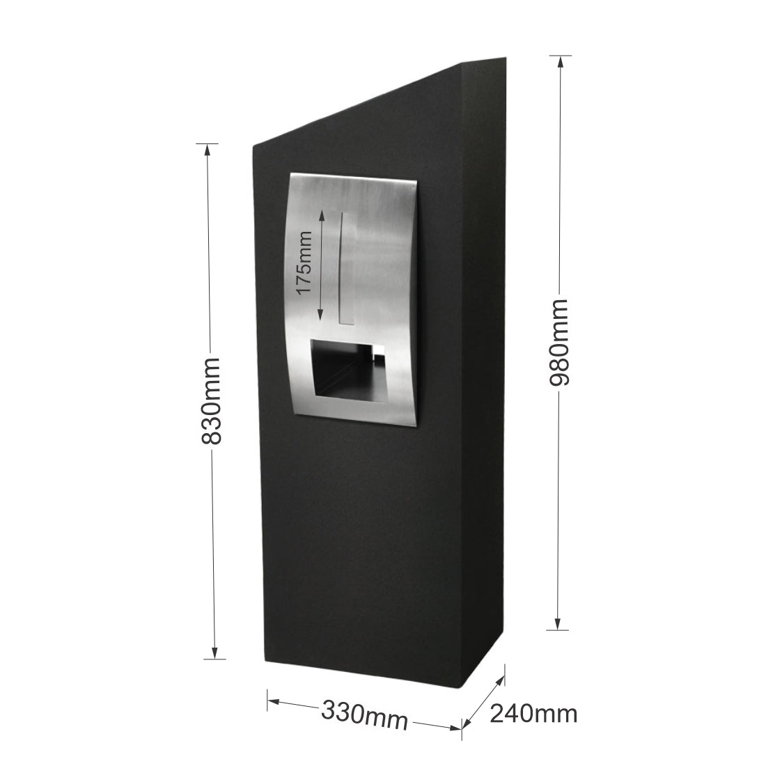 Monaco Pillar Letterbox - Black