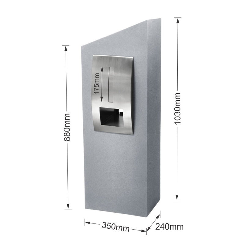 Monaco Pillar Letterbox - Light Grey