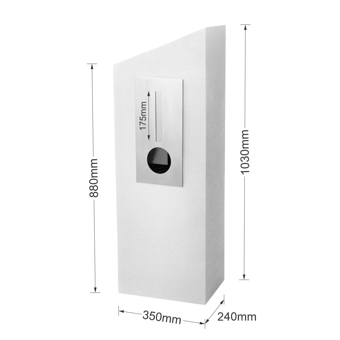 Barcelona Pillar Letterbox - White