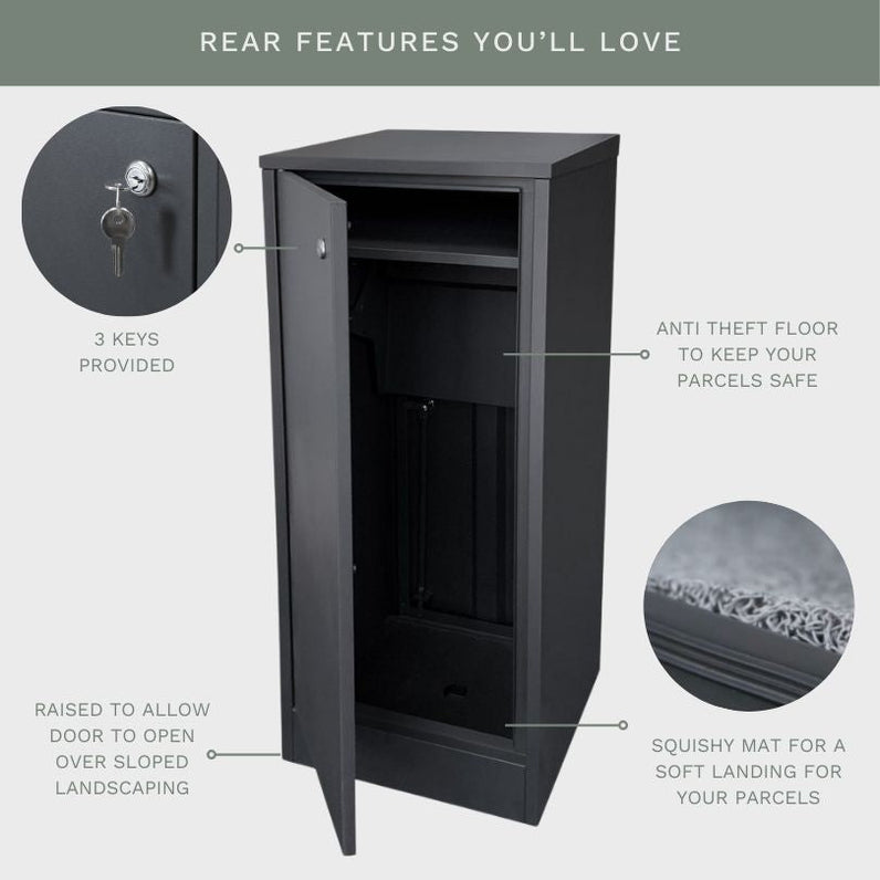 Parcel Pal 2 Pillar Letterbox - Charcoal/Silver