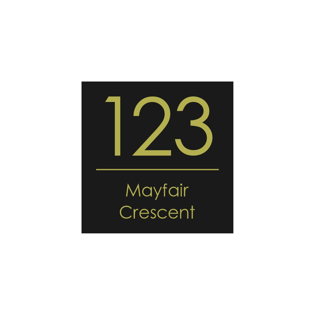 Black Custom House Sign Square - Gold Decal