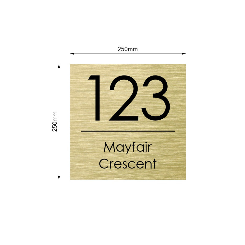 Custom Gold House Number Sign - Square