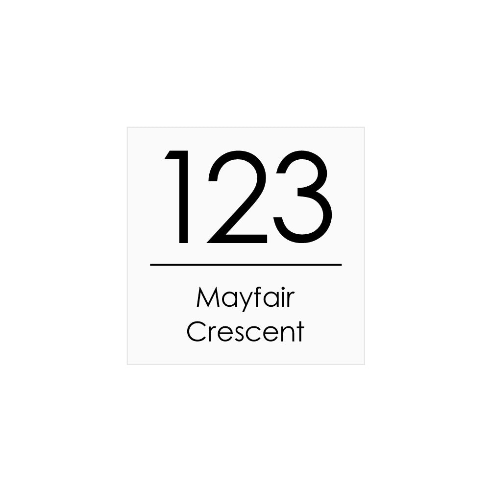 White Custom House Sign Square - Black Decal