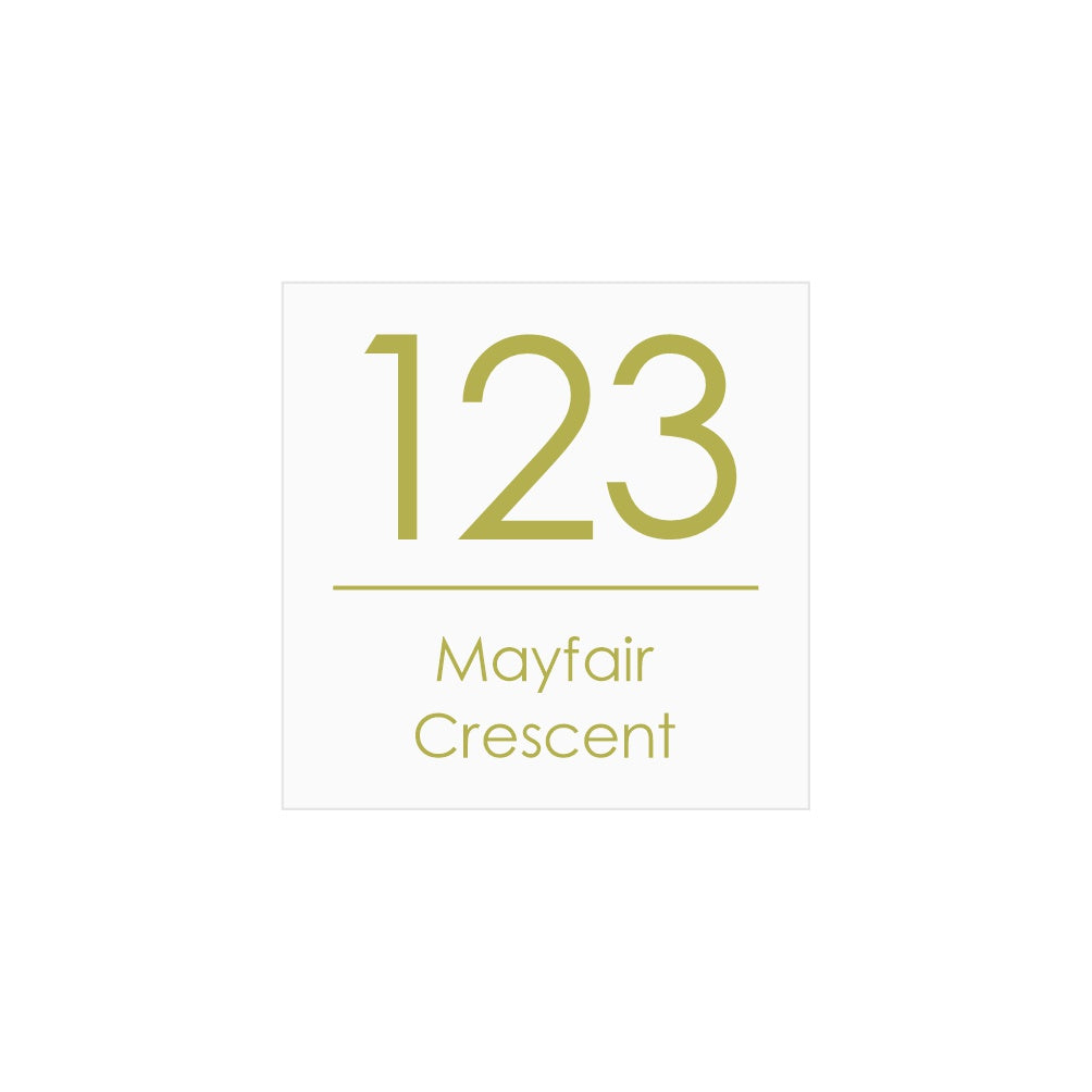 White Custom House Sign Square - Gold Decal